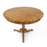 Round late Biedermeier table, c. 1840, cherry wood, frame and top with ribbon inlays, h. 76 cm, d.