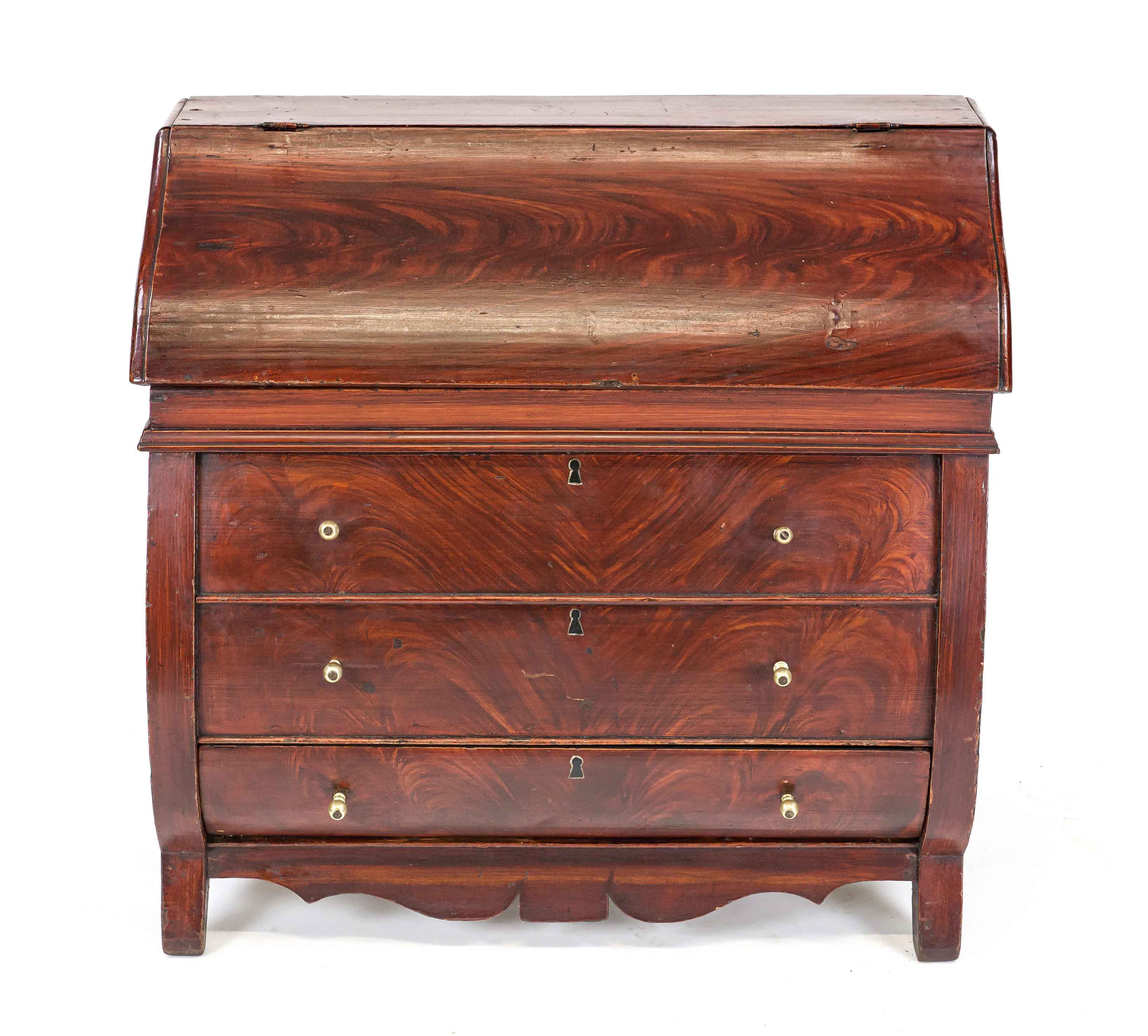 Dutch storage chest, 19th century, mahogany veneered wood, drawer below, the other drawers,