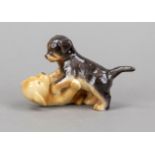 Playing dogs, Royal Copenhgen, late 20th century, design by Allan Therkelsen, golden retriever and