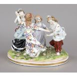 Group of figures, Neuendorf, 20th century, children's round dance in a meadow, polychrome painted