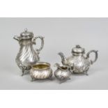 Three-piece tea set, German, early. 20th century, Master's mark M. H. Wilkens & Söhne, Bremen-