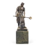 Julius Paul Schmidt-Felling (1835-1920), foundryman, patinated bronze on serpentine cube, signed