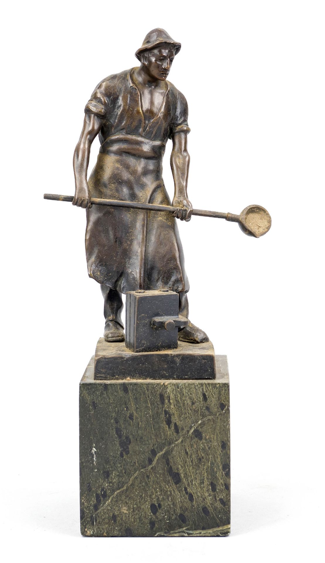 Julius Paul Schmidt-Felling (1835-1920), foundryman, patinated bronze on serpentine cube, signed