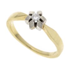 Brilliant ring GG/WG 585/000 with a brilliant-cut diamond 0.06 ct W/VS, RG 54, SIRO marked, 3.4 g