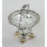 Centerpiece, c. 1900, silver tested, on 4 claw feet with balls, on a 4-pass plinth, mounting with