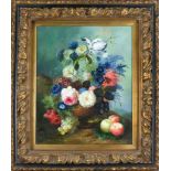 signed John Henry, 2nd half of the 20th century, still life of flowers, oil on plywood, signed lower