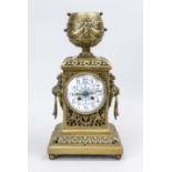 Bronze table clock, 2nd half 19th century, open-work floral design, crowned with a chalice, side