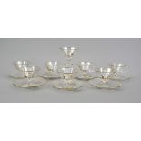 Eight ice-cream/liqueur bowls with seven saucers, probably Russia, c. 1900, of circular form,