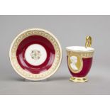 Luise cup with saucer, KPM Berlin, mark 1870-1945, 1st choice, red imperial orb mark, WW1 mark,