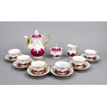 Stately mocha service for six persons, 15-piece, Meissen, 2nd half of the 20th century, 1st