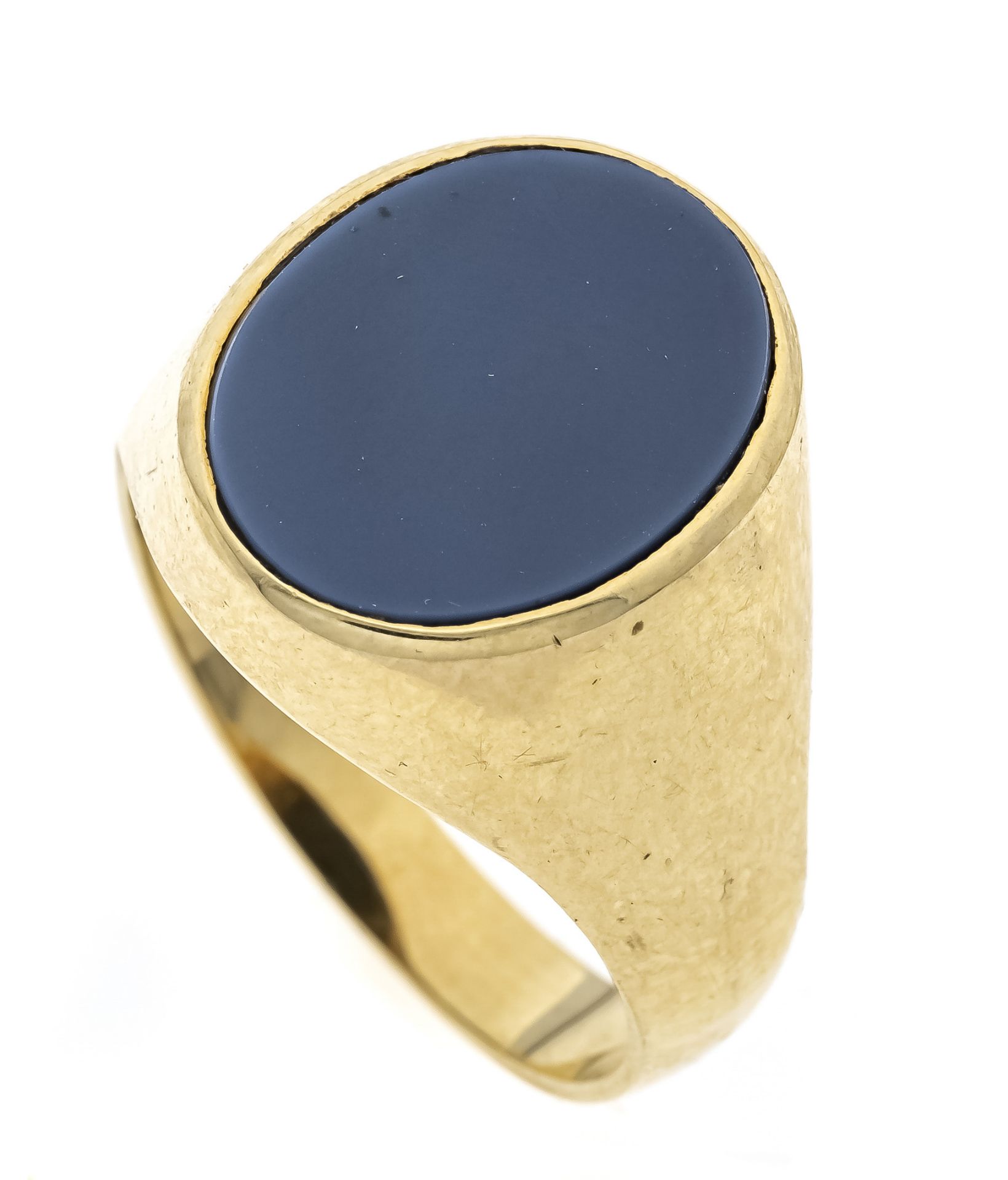 Ring for men made of GG 585/000 with an oval laystone 16 x 12 mm, RG 63, W hallmarked, 8.6 g