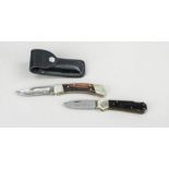 2 Pocket Knives Hunting Knives, 2nd half 20th century 1 x Buck model 110NK, on the blade ''Buck's