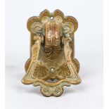 Bell push, early 20th century, brass/bronze. Art Nouveau with floral decoration, 14 x 9 cm