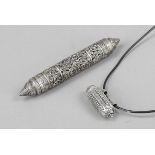 Pendant, probably Oman, 20th century, silver tested, l. 6.5 cm, approx. 32 g, with cylindrical