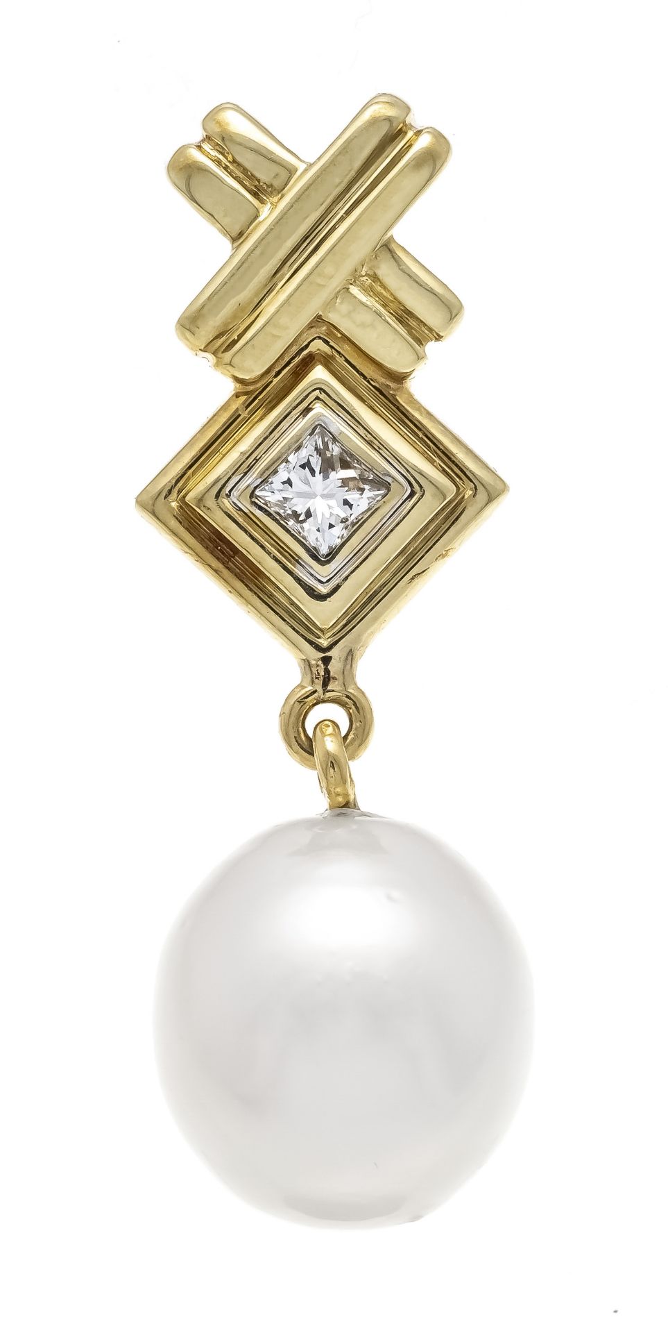 South Sea pearl diamond pendant GG 585/000 with a white, slightly oval South Sea pearl 12 x 11 mm