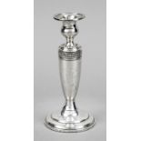 Candlestick, USA, 20th century, sterling silver 925/000, round domed stand, conical shaft, vase-