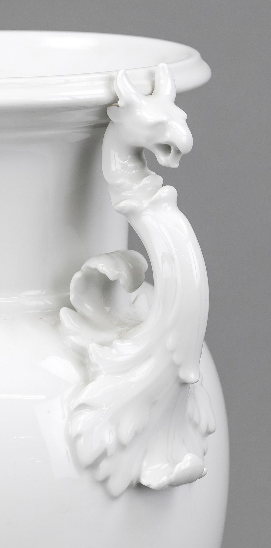 French vase with griffin handles, KPM Berlin, mark 1962-92, 2nd choice, white, designed by Karl - Image 2 of 2