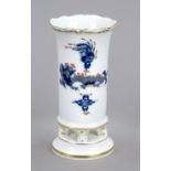 Vase, Meissen, 2nd half 20th century, 1st choice, kiln-form, with painting, blue court dragon with