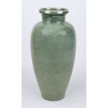Longquan celadon vase, China 19th century (Qing) or earlier? Molded/cut vegetal decoration, unglazed