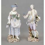 Large Gardener Couple, Meissen, Knauff Schwerter, mark 1850-1924,Gardener with hat, 2nd choice,