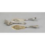 Three-piece fish serving set, German, early 20th century, MZ, jeweler's mark, silver 800/000, 2