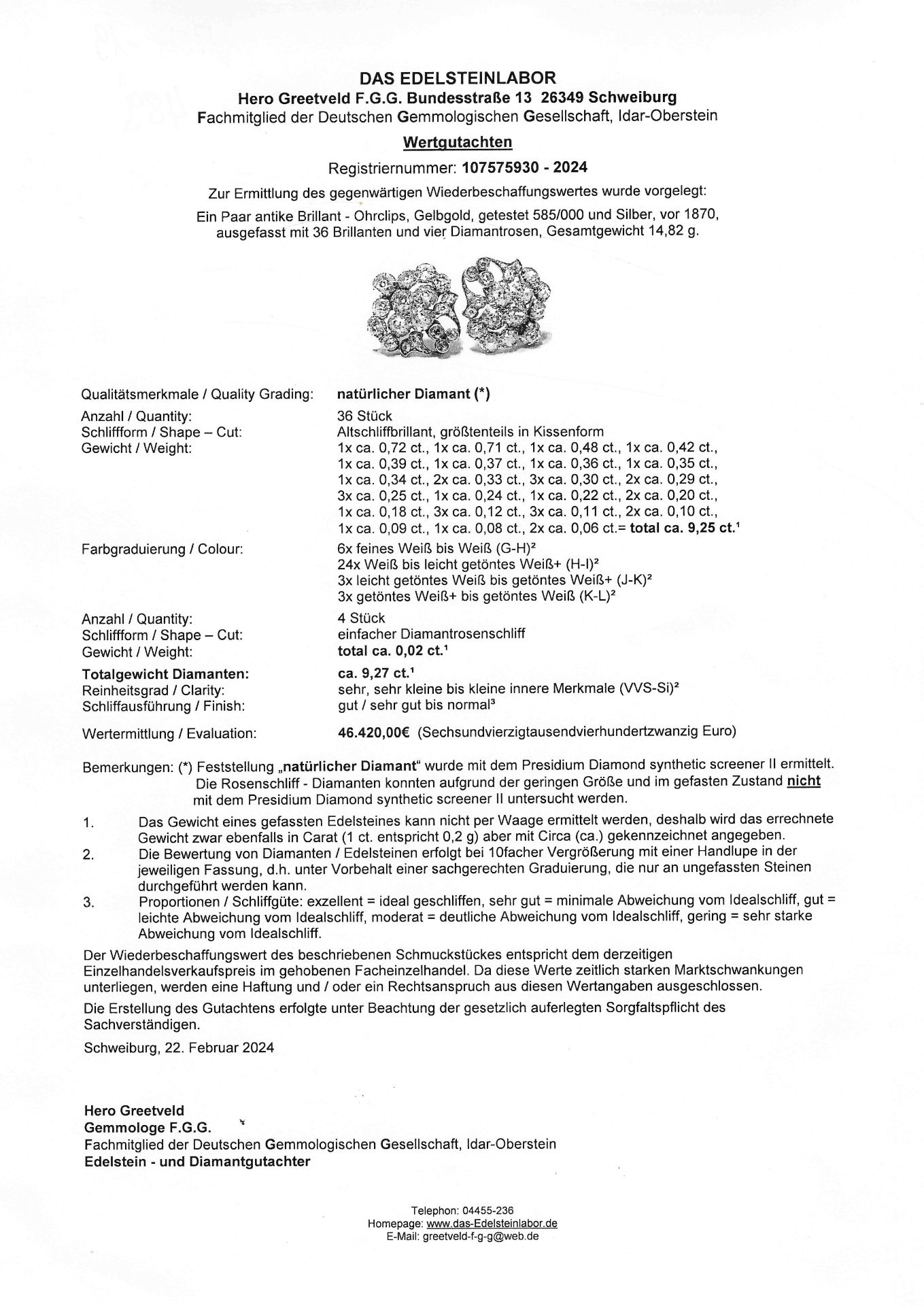 Antike Altschliff-Diamant-Ohrcl - Bild 2 aus 2