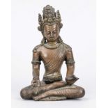 Bodhisattva, Tibet, probably 19th century, bronze. In padmasana, hands showing mudras, h. 18 cm