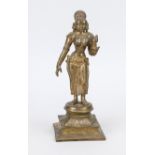 Sridevi, India 19th/20th century, heavy copper bronze. Very finely worked, standing on a round lotus