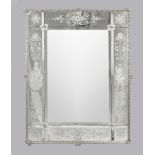 Venetian mirror, Italy 20th century, with applied decorative rods and flowers. Ornamental and