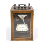 Historical measuring instrument, 19th century, marked ''Wattmetre Triphase'' on the dial. In a