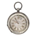 Ladies' pocket watch silver 935/000, florally engraved case, engine-turned and engraved silver