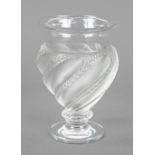 Vase, France, 2nd half 20th century, Lalique, round disc base, body with widening, twisted wall,