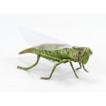 Small bronze in the style of Viennese bronzes, 20th century, grasshopper, polychrome cold-painted