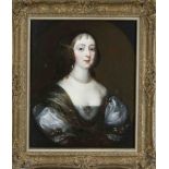 Portrait painter of the 18th century, Portrait of a lady with a pearl necklace, oil on canvas,