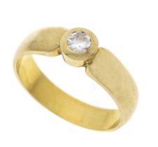 Diamond ring GG 585/000 with one brilliant-cut diamond 0.15 ct W/VS-SI, RG 54, 4.5 g