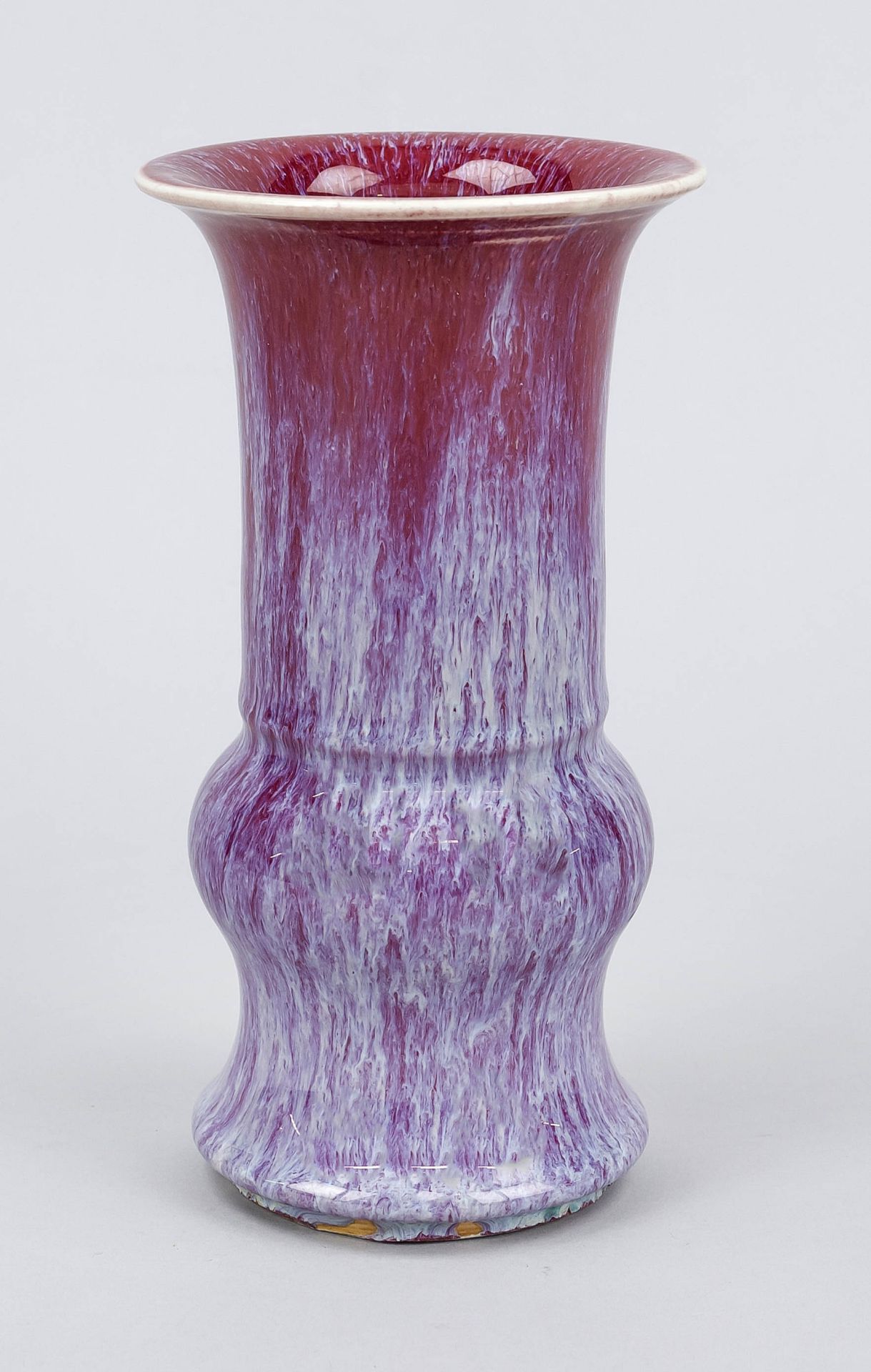 Vase with flambé gradient glaze, China, probably 19th century, slightly balustrated form with flared