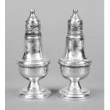 Pair of shakers, USA, 20th century, marked Empire, sterling silver 925/000, baluster form, 1x with