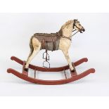Rocking horse, late 19th century, with real fur (probably foal), with saddle and bridle, worn, h. 75