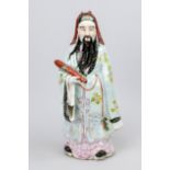 Standing figure of an official, China, Republic period. Polychrome and gold painted, slightly