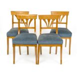 Set of 4 Biedermeier chairs from around 1830, flamed birch, 92 x 48 x 48 cm - The furniture is not