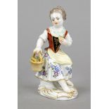 Gardener's girl with flower basket, Meissen, mark after 1934, 1st choice, designed by Johann Joachim