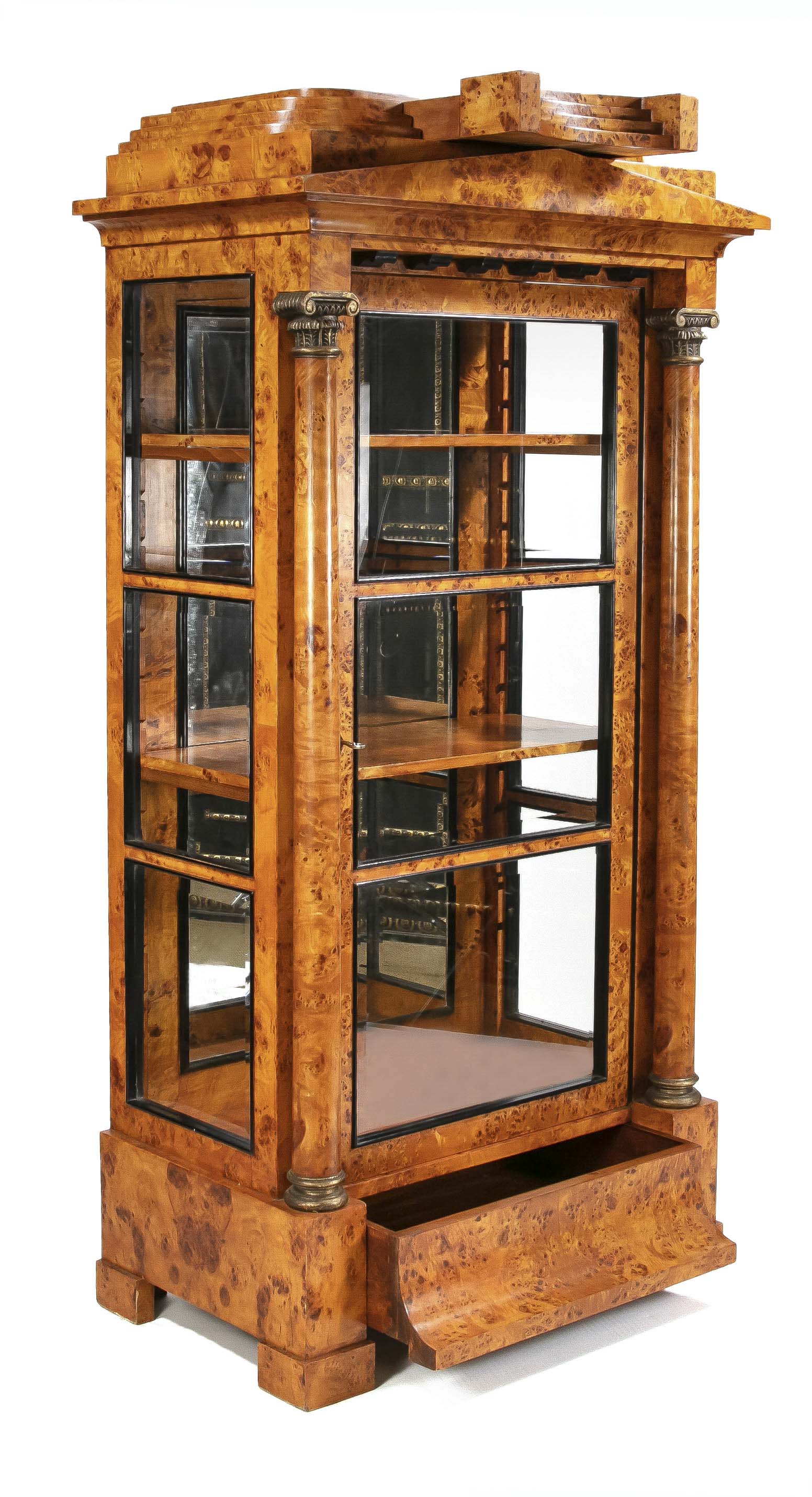 Biedermeier-style display cabinet, late 20th century, bird's eye maple root veneer, 1-door body - Image 2 of 2