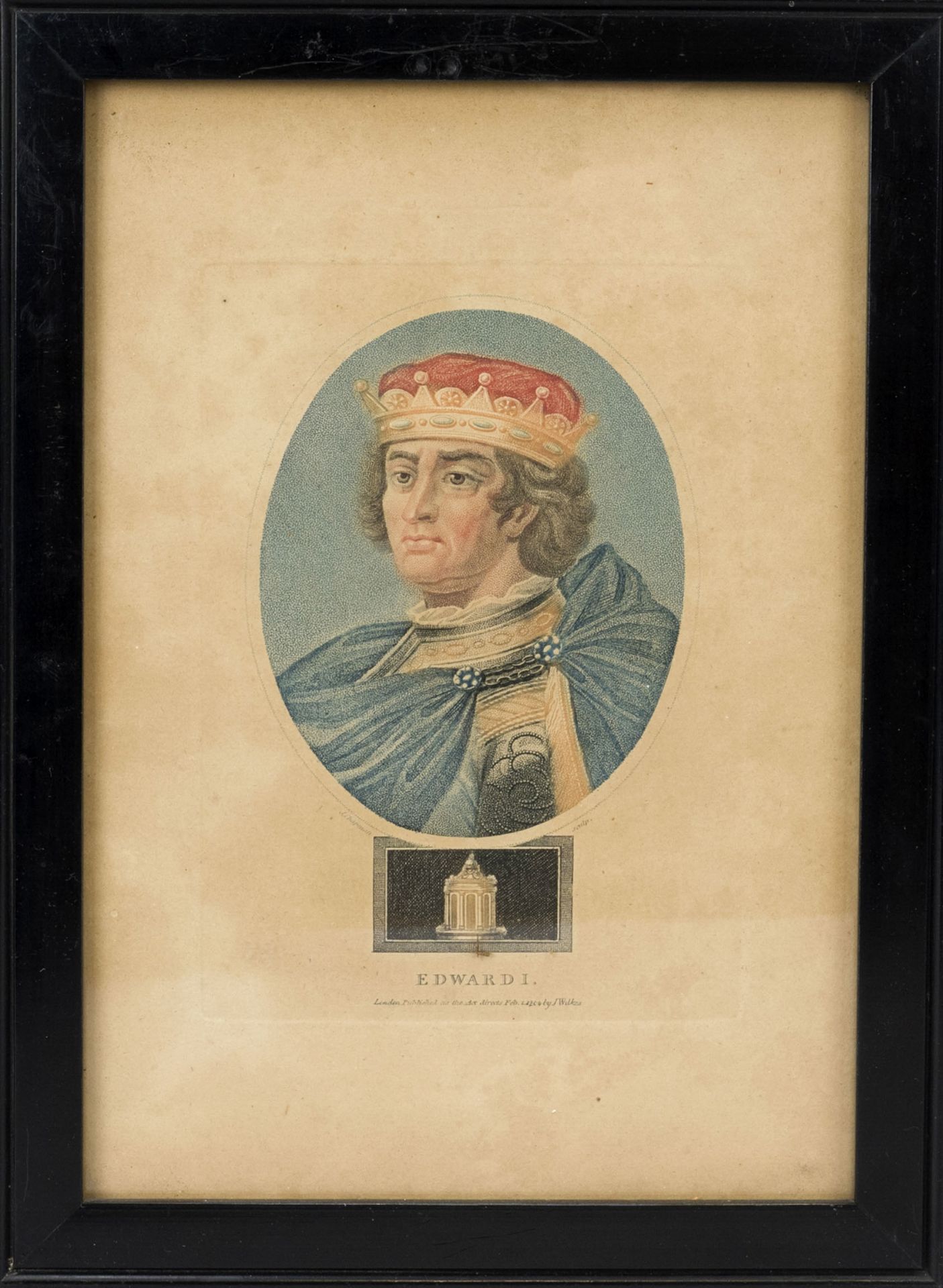 Series of 6 portraits of English kings, colored stipple engravings by John Chapman (ca.1770-ca.1823)