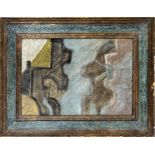 Anonymous artist 2nd half 20th century, abstract composition, oil and varnish on rough wooden panel,