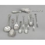 60 pieces cutlery, German, 20th century, various makers, silver 800/000, Hildesheimer Rose model,