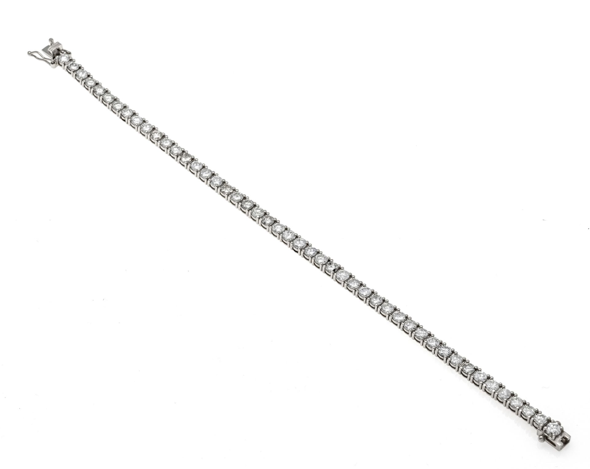Tennis bracelet WG 750/000 with 47 brilliant-cut diamonds, weighing 8.35 ct fine white - tinted - Image 2 of 3
