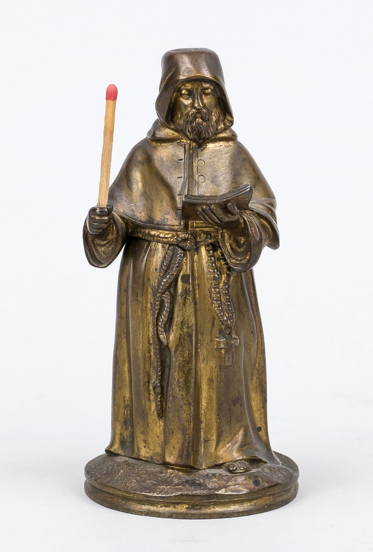 Go-To-Bed Matchholder, 2nd half 19th century, bronze figural with residual gilding. A reading