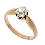 Solitaire ring RG 585/000 with an old-cut diamond, cushion shape 1.03 ct white-slightly tinted white