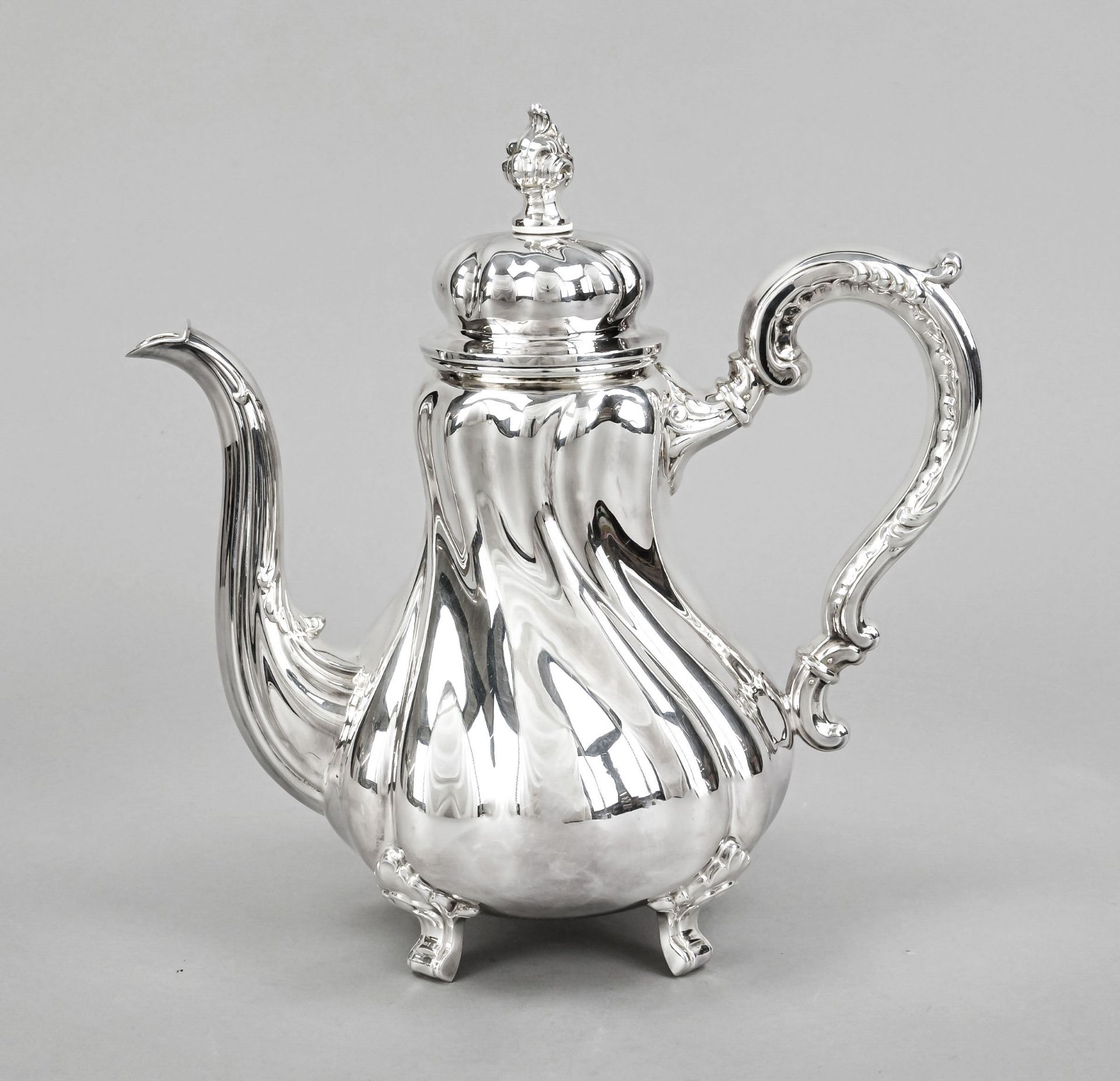 Large coffee pot, German, 20th century, maker's mark Wilhelm Binder, Schwäbisch Gmünd, sterling