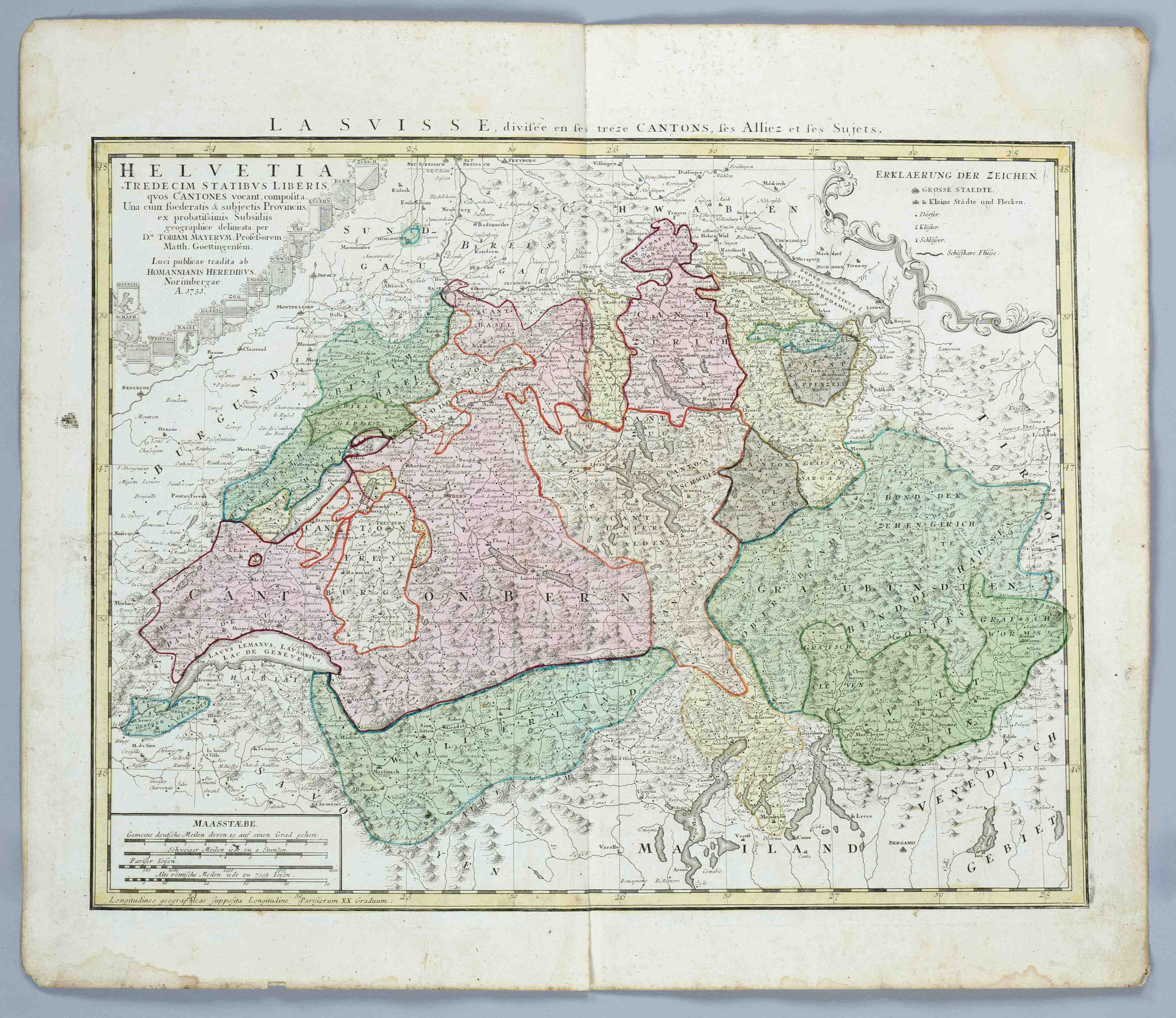 Historical map of Switzerland, ''Helvetia tredecim statibus liberis quos Cantones vocant
